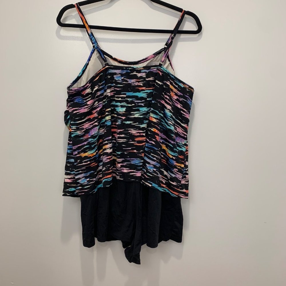 Trimshaper Women's Ruffled Layered Swim Dress Size 30 Rainbow colors - Picture 2 of 15